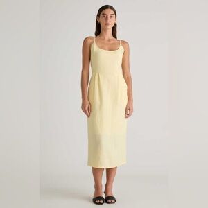 NWT Yellow Linen Midi Dress Women’s‎ Sz S European Bohemian Minimalist